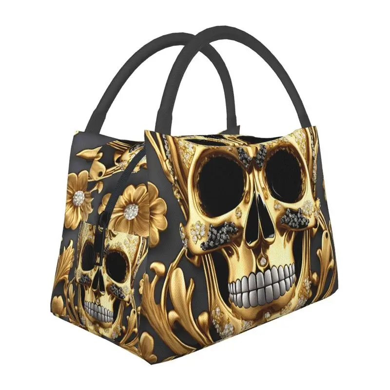 Queen Of Absolutely Everything Gold Baroque Insulated Lunch Bags for School Office Leakproof Cooler Thermal Bento Box Women: Blue