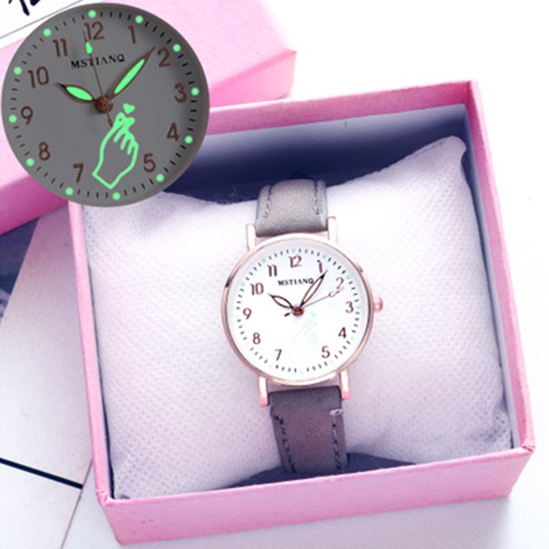 Korea Women Watch Luminous Ladies Watch Trendy Luminous Silicone Wristband Cool Watch with Time Clock