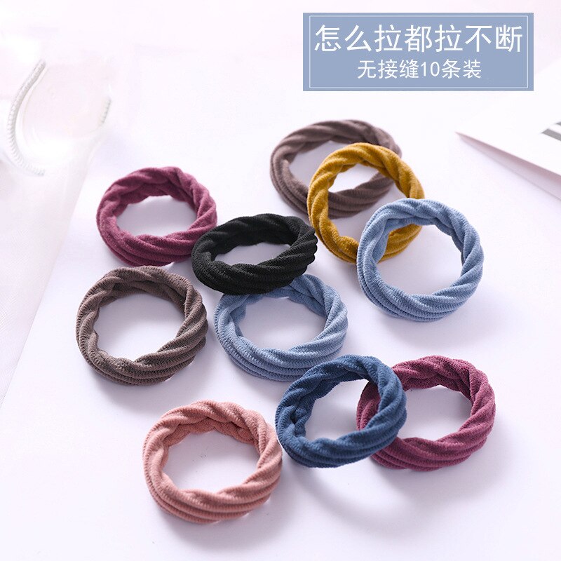 10 st grundläggande hårgummiband tjocka sömlösa scrunchies elastiska hårband enfärgad hästsvanshållare pannband håraccessoarer