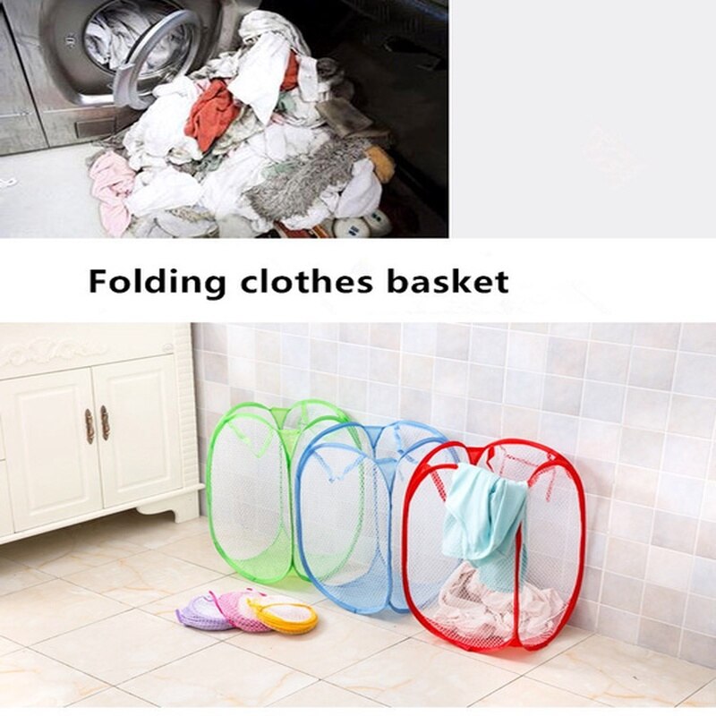 Multi Color Mesh Open Up Washing Laundry Hamper Foldable Net Laundry Basket Household Clothing Organizer Dirty Clothes Basket