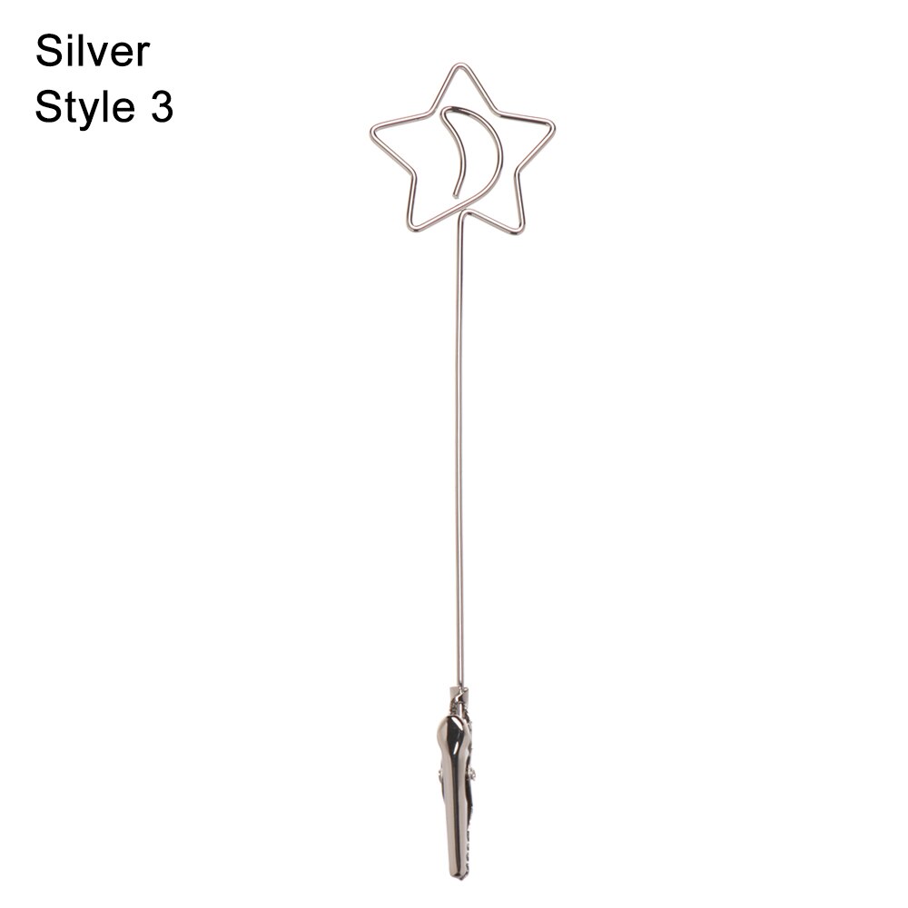 Creatieve Hart Vorm Metalen Kaarthouder Foto Clip Prijs Klemmen Stand Paper Clamp Wedding Party Desktop Decoratie Benodigdheden: style3-Silver