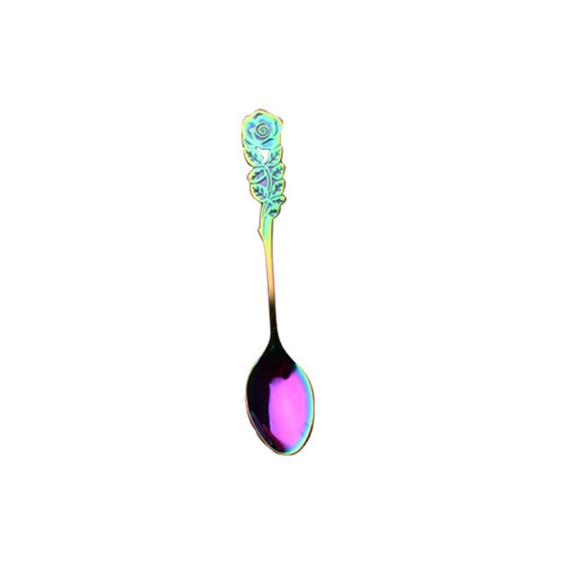 Colorful Handle Spoons Drink Soup Drinking Tools Flatware Kitchen Gadget coffee scoops multi color: multi-color