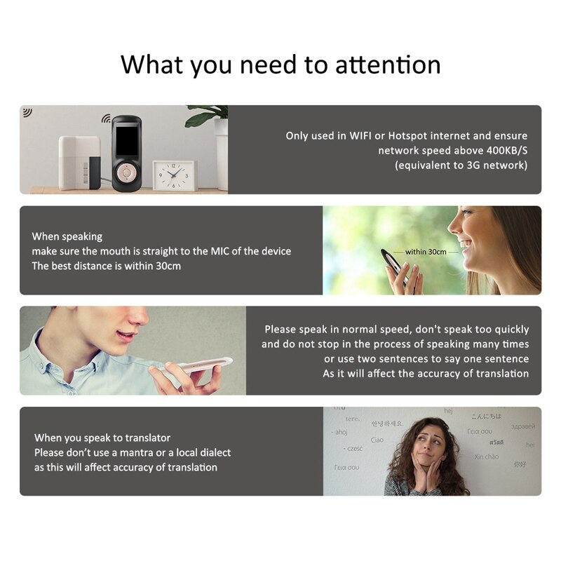 Translation in 70 Languages Smart PressScreen Translator with WIFI Simultaneous Interpretation(Black)