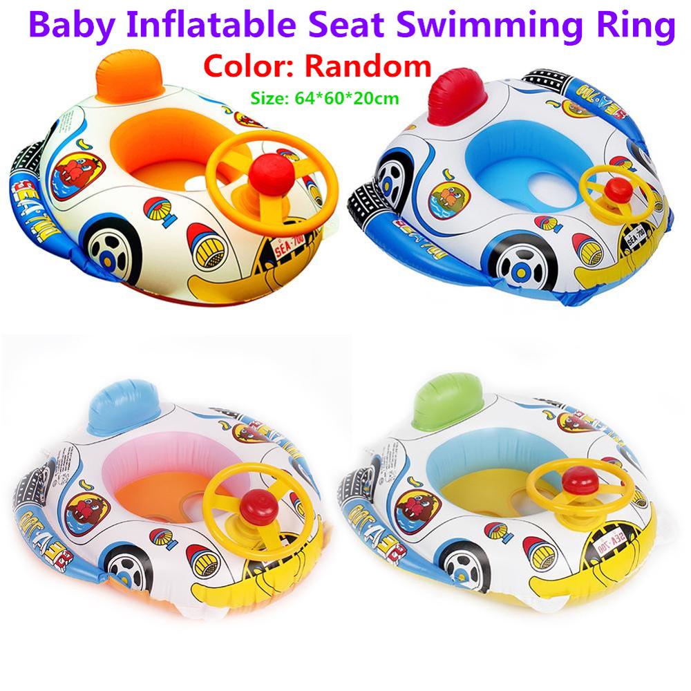 1pc børn svømning ring baby svømning ring pool sæde toddler float ring hjælp træner flyde vand til børn tegneserie design: Tilfældig farve