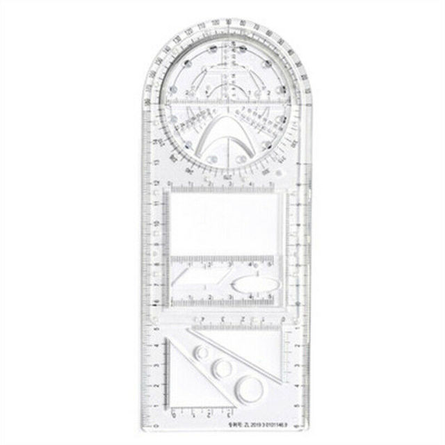 Multifunctional Geometric Ruler Geometric Drawing Template Measuring Tool For School Office Supplies: T-Junior High School