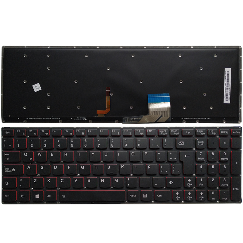 latin la/spansk sp tastatur til lenovo  y50 y50-70 y50-70a y50-70er- ifi  y50-70som- ise  y70 y70-70t y70p-70 med bakgrunnsbelysning