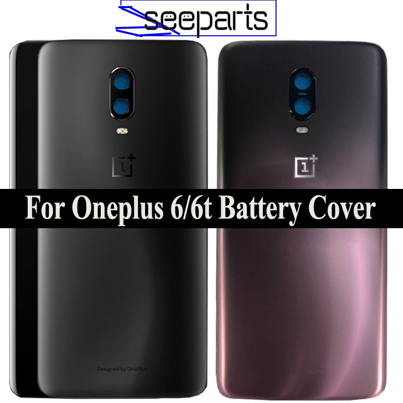 Original Glass For OnePlus 6T Back Battery Cover Door Rear Glass For Oneplus 6 Battery Cover 1+6T Housing Case with Camera Lens