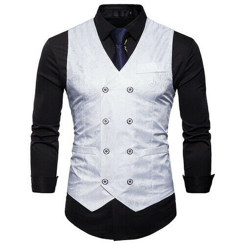 Kostymväst för män slim fit smal bröllopsväst män botton formell business slim fit väst kostym smokingväst