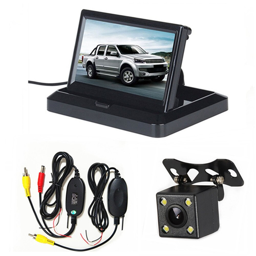 Monitor plegable de estacionamiento inverso para coche, pantalla TFT LCD HD 800x480 de 5 &quot;, con 2 entradas de vídeo, cámara de visión trasera (opcional): With wireless cam05