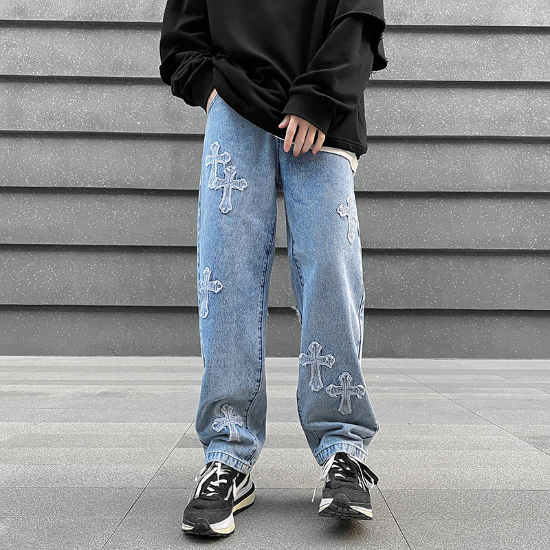 Zewool Y2K Hip Hop Ripped Baggy Jeans Destroyed Distressed Jeans Wide
