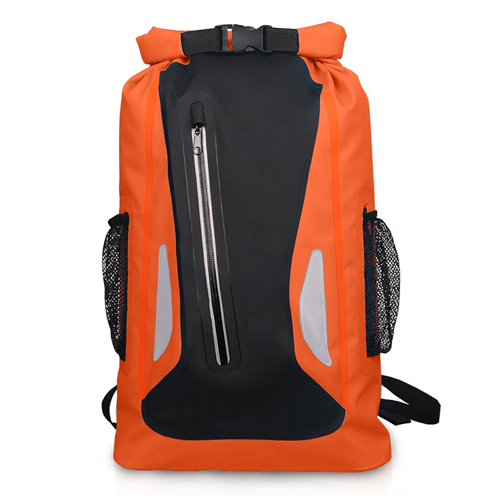 Bolsa seca impermeable al aire libre 25L reflectante ligero Camping Gear mochila senderismo bolsa deporte mochila mujeres hombres bolsa deportiva: Orange