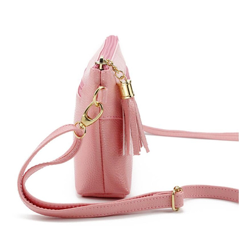 Femmes sac de messager sac à bandoulière en cuir synthétique polyuréthane gland rabat sacs dames Mini sac à main petite fermeture éclair enveloppe sac