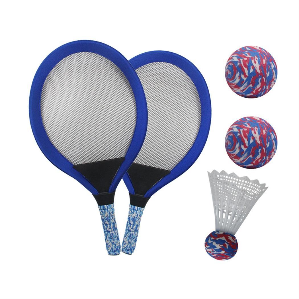 Pelota de bádminton portátil, divertida práctica de playa, juguete de interior duradero para deportes al aire libre, conjunto de raqueta de tenis para principiantes, guardería: oval Blue