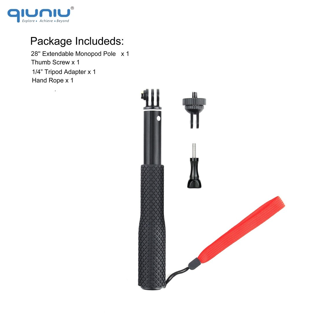 QIUNIU Erweiterbar Einbein Selfie Stock Handheld Pole mit Stativ Adapter Halterung für GoPro Held 8/7/6/ 5 für DJI Osmo Tasche Kamera: GP2044(28in)