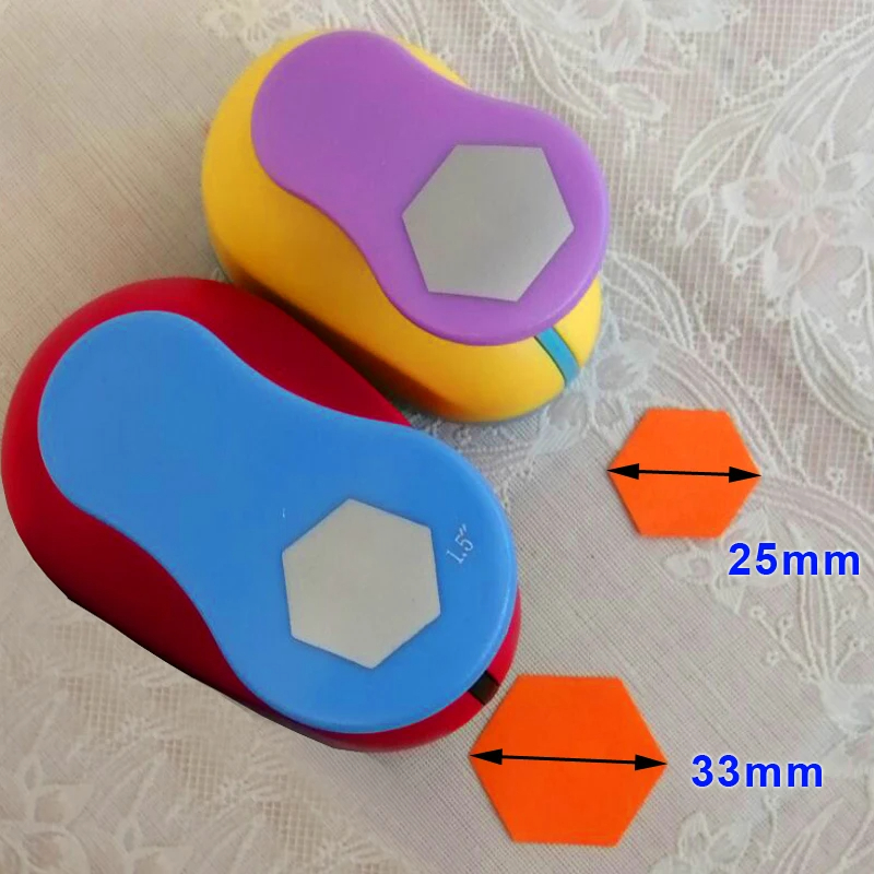 Hexagon Punch Paper Cutter Crafts Scrapbook Embossing Device Kid Hole Punch Cortador De Papel Embossing Tool: light yellow