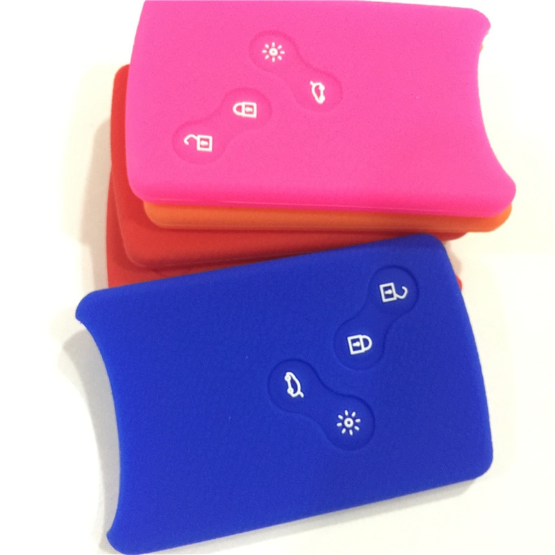 Silicone rubber car key cover case for Renault Clio Logan Megane 2 3 Koleos scenic card 4 button remote key