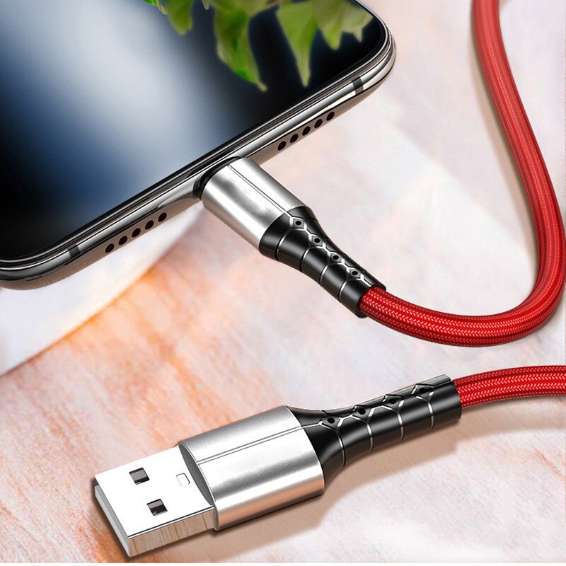 Rock micro cabo usb 3a carregador de carregamento rápido metal náilon microusb cabo de dados para samsung xiaomi android telefone móvel cabo de fio: Vermelho / 30cm