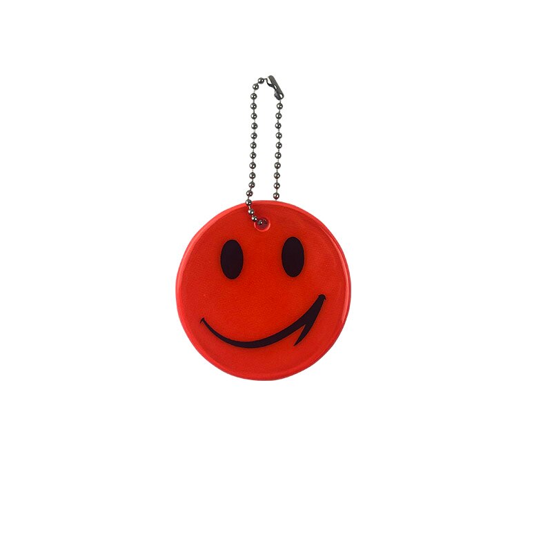 6cm schattige reflecterende smiley sleutelhangers, tashangers, accessoires, sleutelhangers voor zichtbaar verkeer, veilig gebruik 65mm: Oranjerood