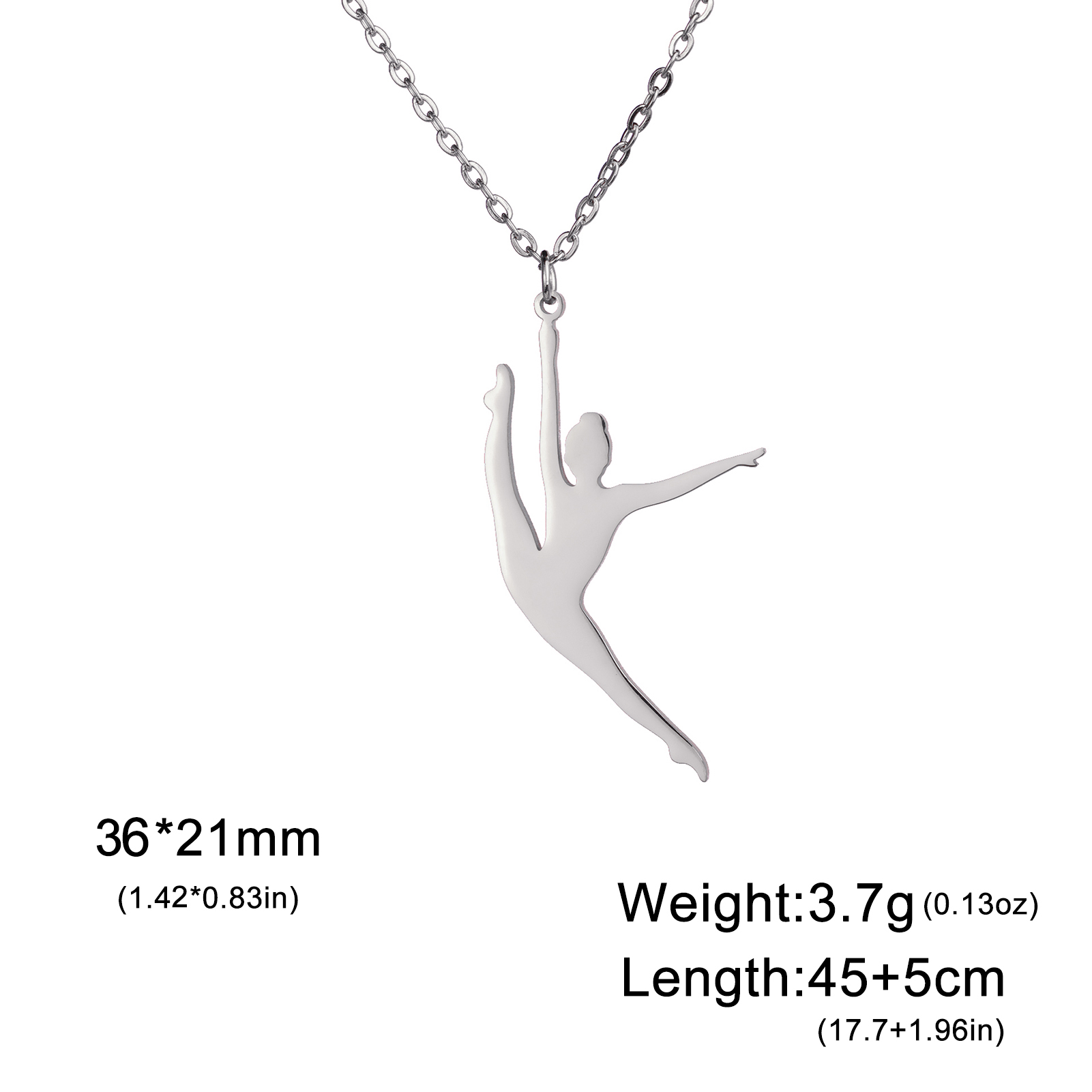 Teamer Gymnastics Necklace for Women Girls Sports Pendant Stainless Steel Jewelry Dancer Gymnast Birthday: Light Yellow Color