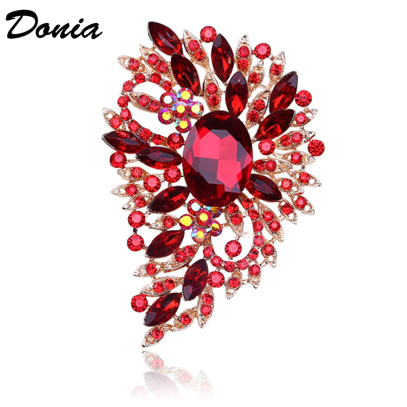 Donia Sieraden europa en de vs populaire broche kleur grote glazen broche kerst broche vrouwen kleding accessoires