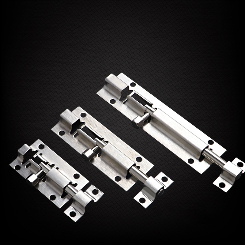 1Pc 2/3/4/5/6/8/10/12 Inch Long Silver Stainless Steel Door Latch Sliding Lock Barrel Bolt Latch Hasp Stapler Gate Safety Lock