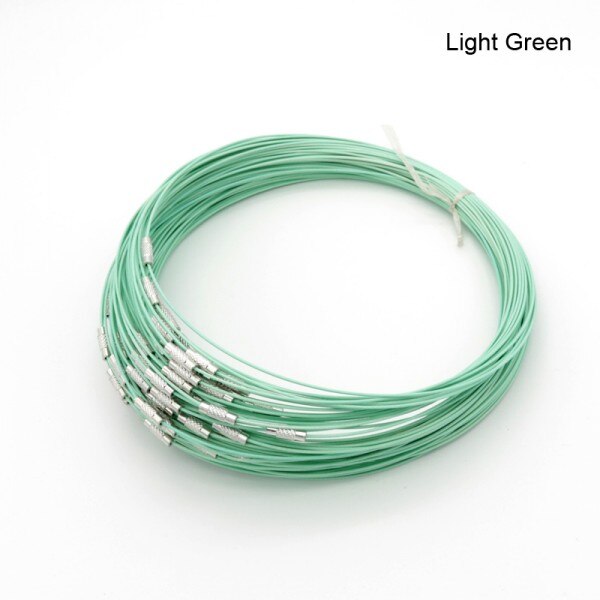 10 stücke 1mm 18inch draht halskette kragen choker kreis drehmomente schmuck hals-zubehör verschluss draht-kragen multi-farbe kupfer: light green