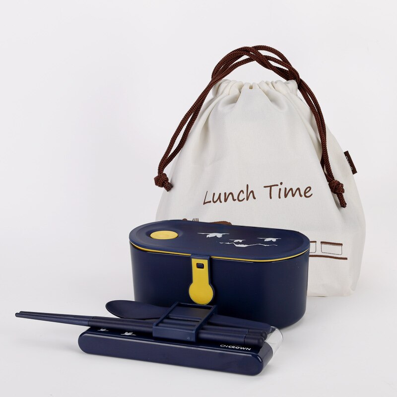 ONEUP Japanese Style Lunch Box Eco-friendly Bento Box Leakproof Food Container Microwavable Thermo Container For Food: Blue three-piece Set