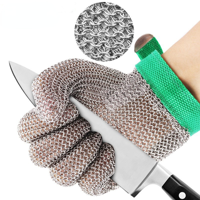 Roestvrij stalen ring mesh handschoenen Anti-cut mesbestendig kettingpost handbescherming keuken slagerhandschoen