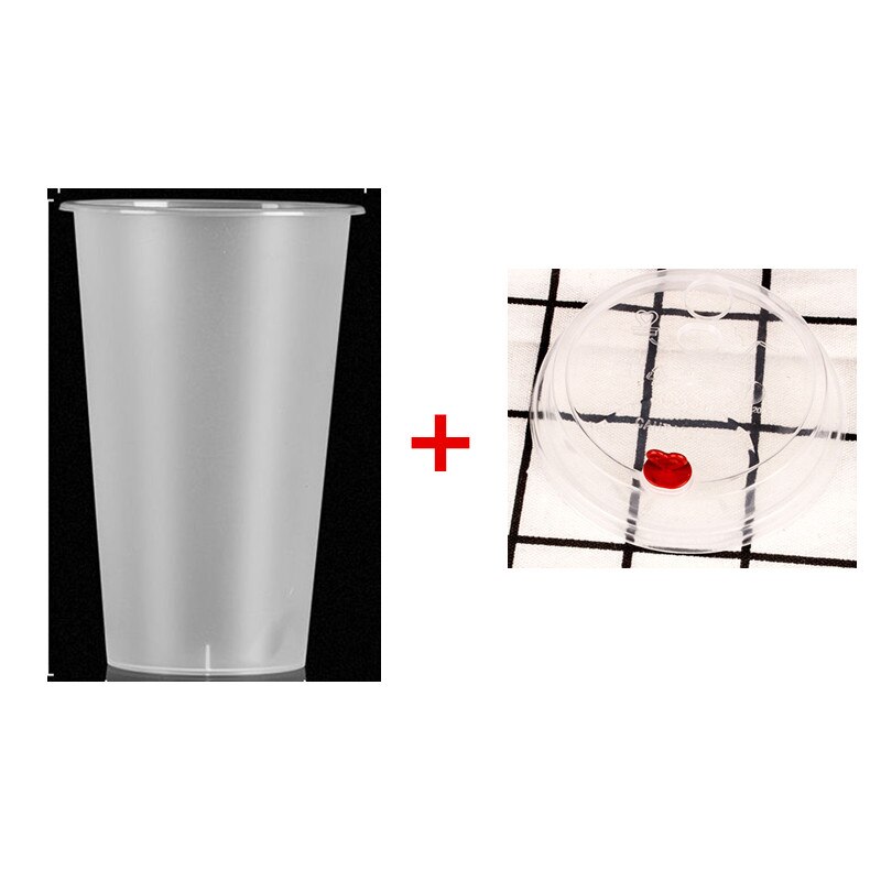 50pcs transparent disposable cups 360ml 500ml cold drink thick plastic cups birthday party favors cup with lid: cup and lid2 / 360ml 50pcs
