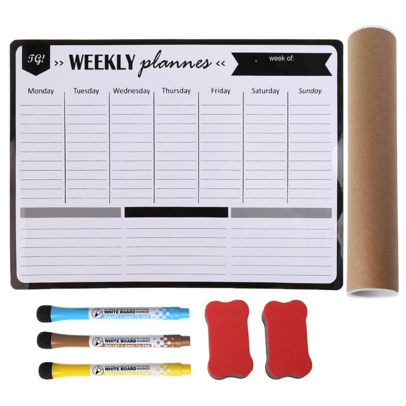 Weekly Planner Soft Magnetic Whiteboard Fridge Magnets Drawing Message Board Remind Memo Pad Calendar