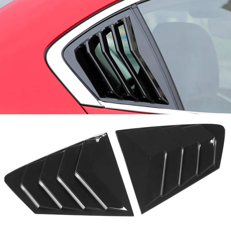 2Pcs/Set Car Rear Side Window Louver Blinds Glossy Black Replacement for Mazda 3 Axela 4Dr Sedan
