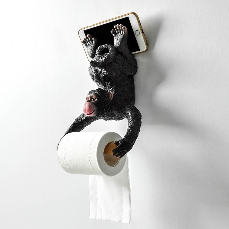 European Style Bathroom Monkey Tissue Holder Roll Holder Toilet Paper Holder Resin Waterproof Paper Holder Wall Hanging X4021