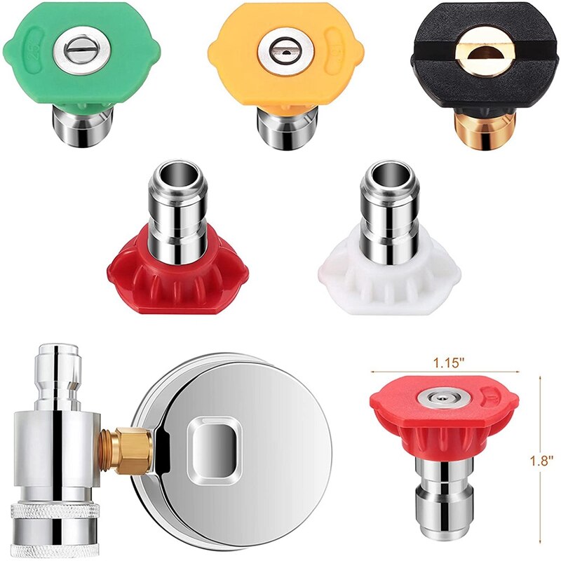 Pressure Washer Adapter Pressure Washer Gauge Kit With 6000Psi 3/8 Inch Pressure Washer Gauge, Quick Hose Connect Kit