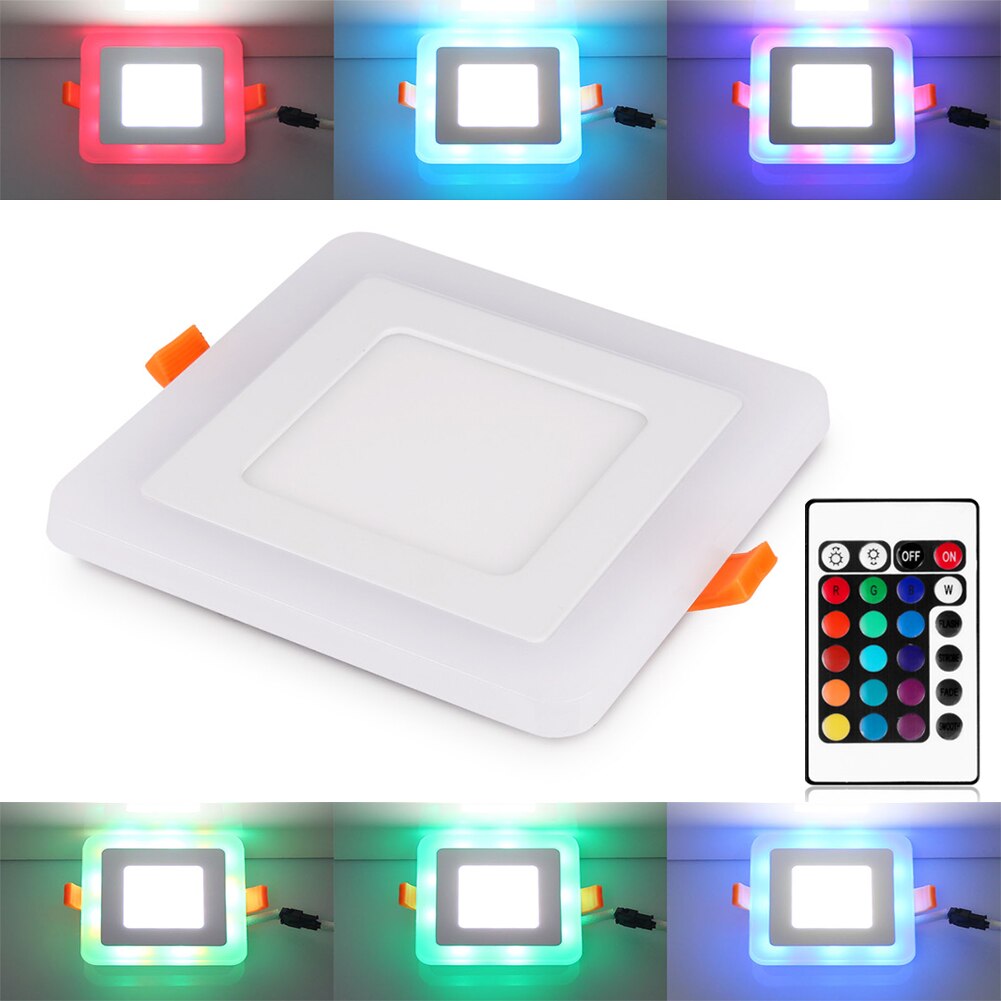 Fargerik rgb akryl firkantet tak ledet innfelt panel lys kjøkken kontor kjøpesenter lampe ned lys 100-265v skjult
