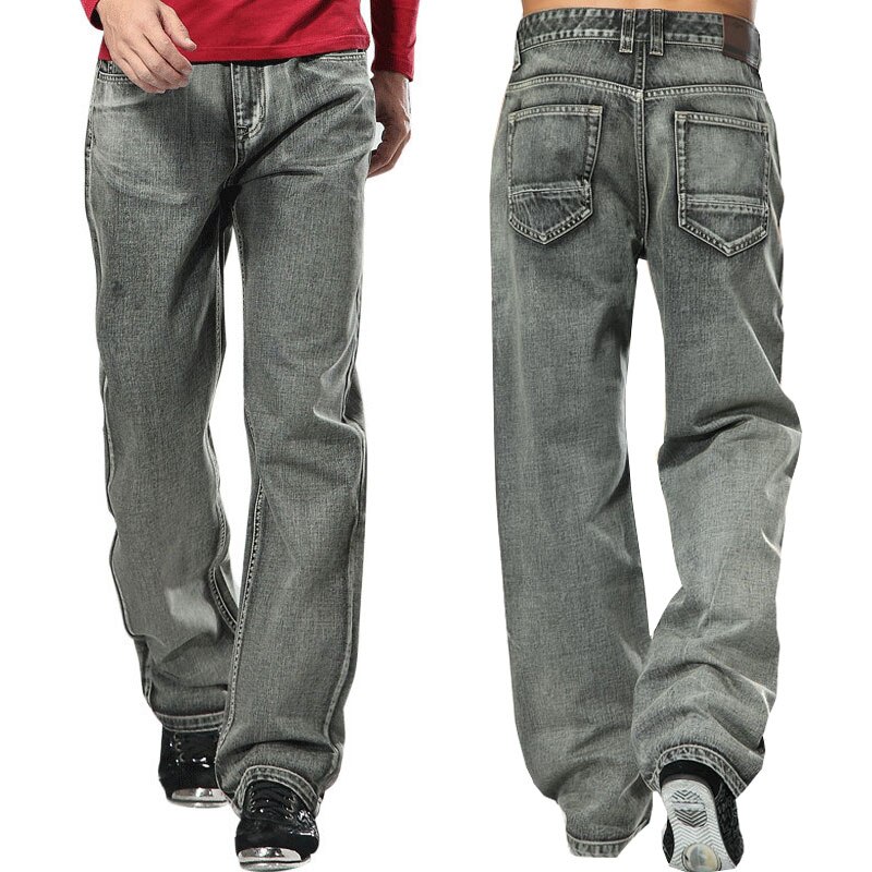 Herre mærke jeans grå herre retro baggy jeans hip hop løst skateboard denim bukser mærke tøj størrelse 28-48: 48