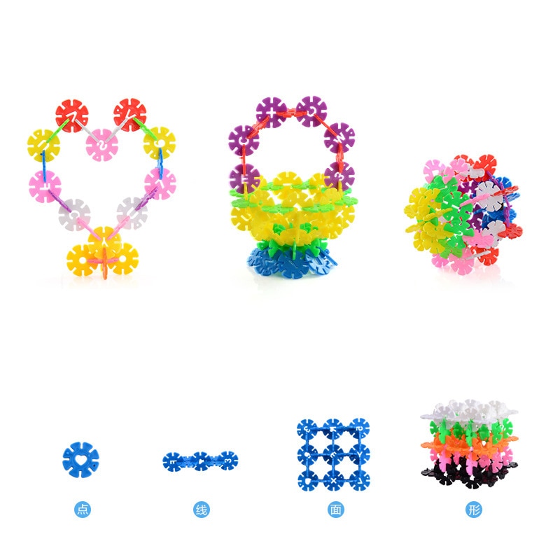 Rompecabezas 3D de plástico para niños, juguetes creativos de construcción de copos de nieve, juego de discos de plástico entrelazados, juguete para el cerebro