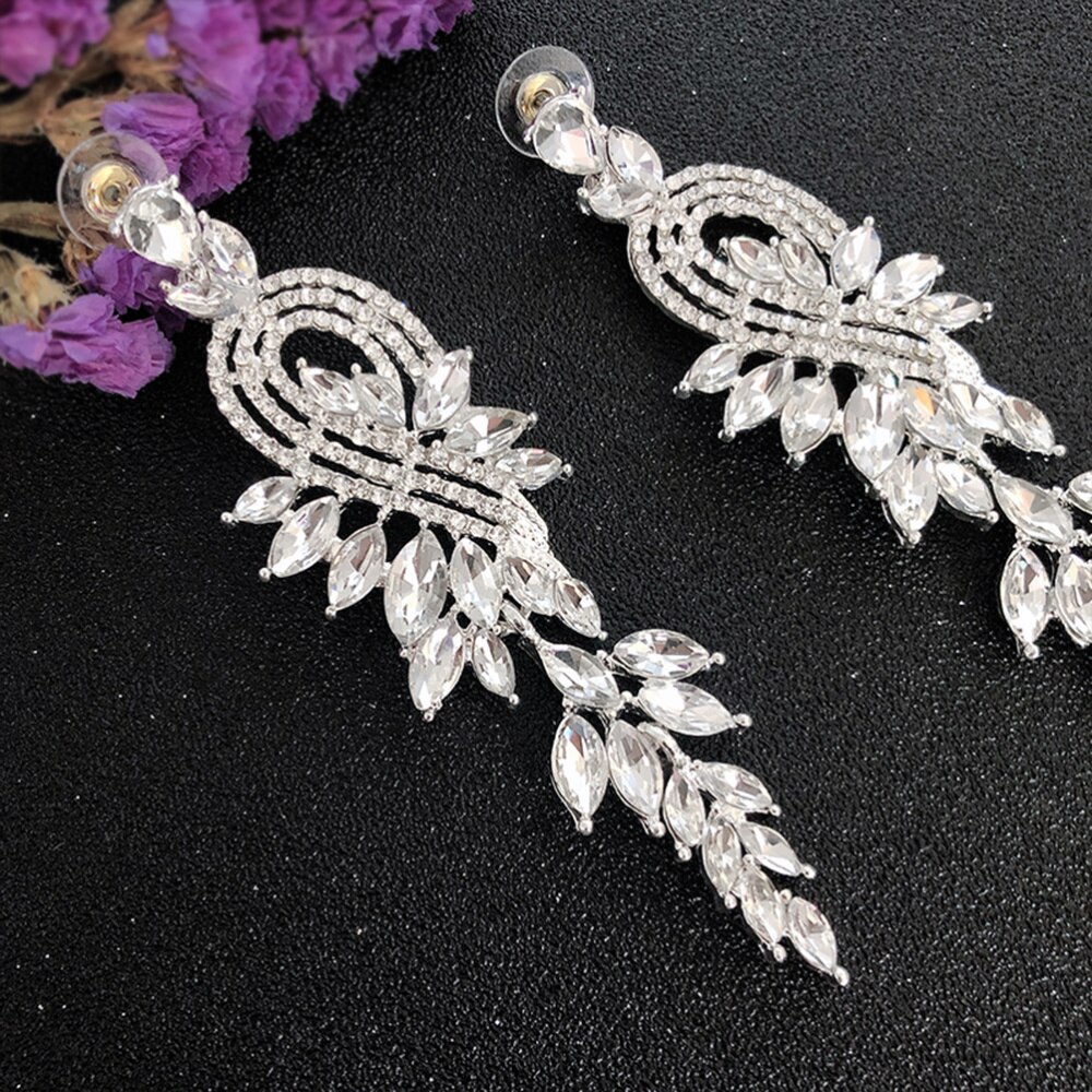 1 Juego de accesorios de vestido de novia corona horquilla pendiente Kit joyería novia joyería decorativa para mujer (plateado