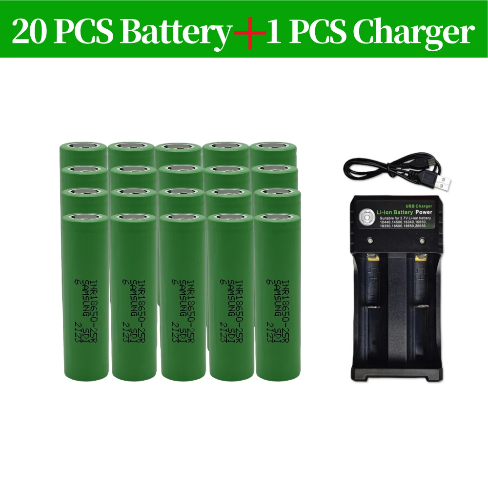 Batterie aste au lithium-ion INR18650-25R 3.7V 2000mAh pour télécommande Durable 24.com + chargeur: Clair