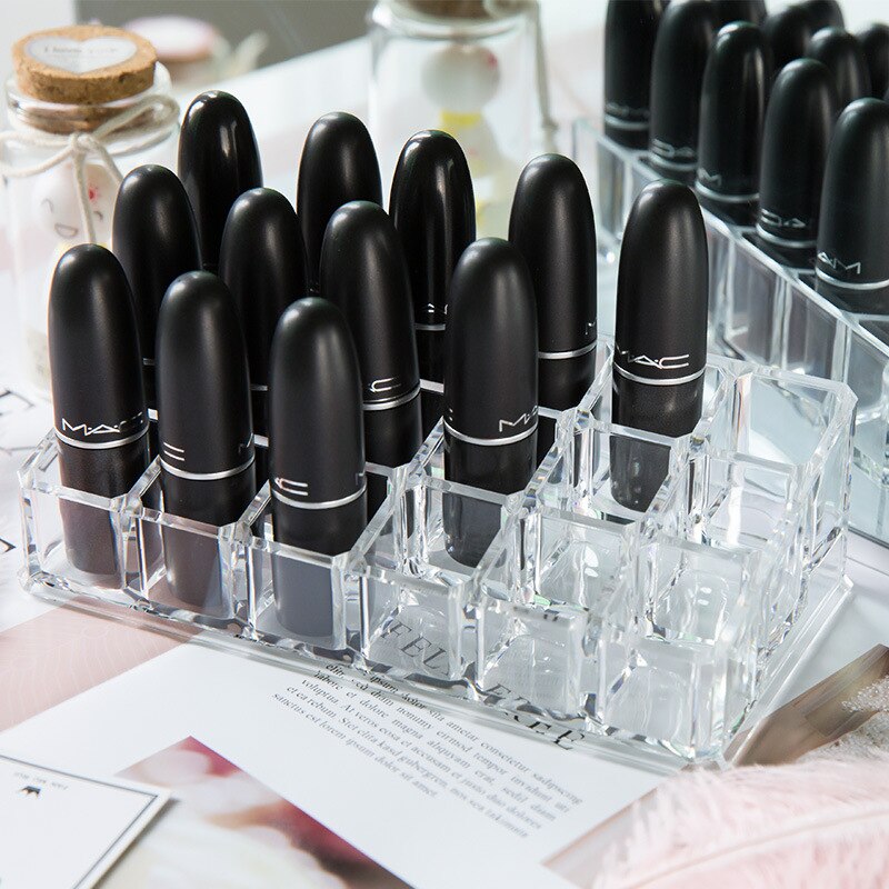 Læbestift holder makeup arrangør klar akryl kosmetisk makeup værktøj opbevaringsboks sag