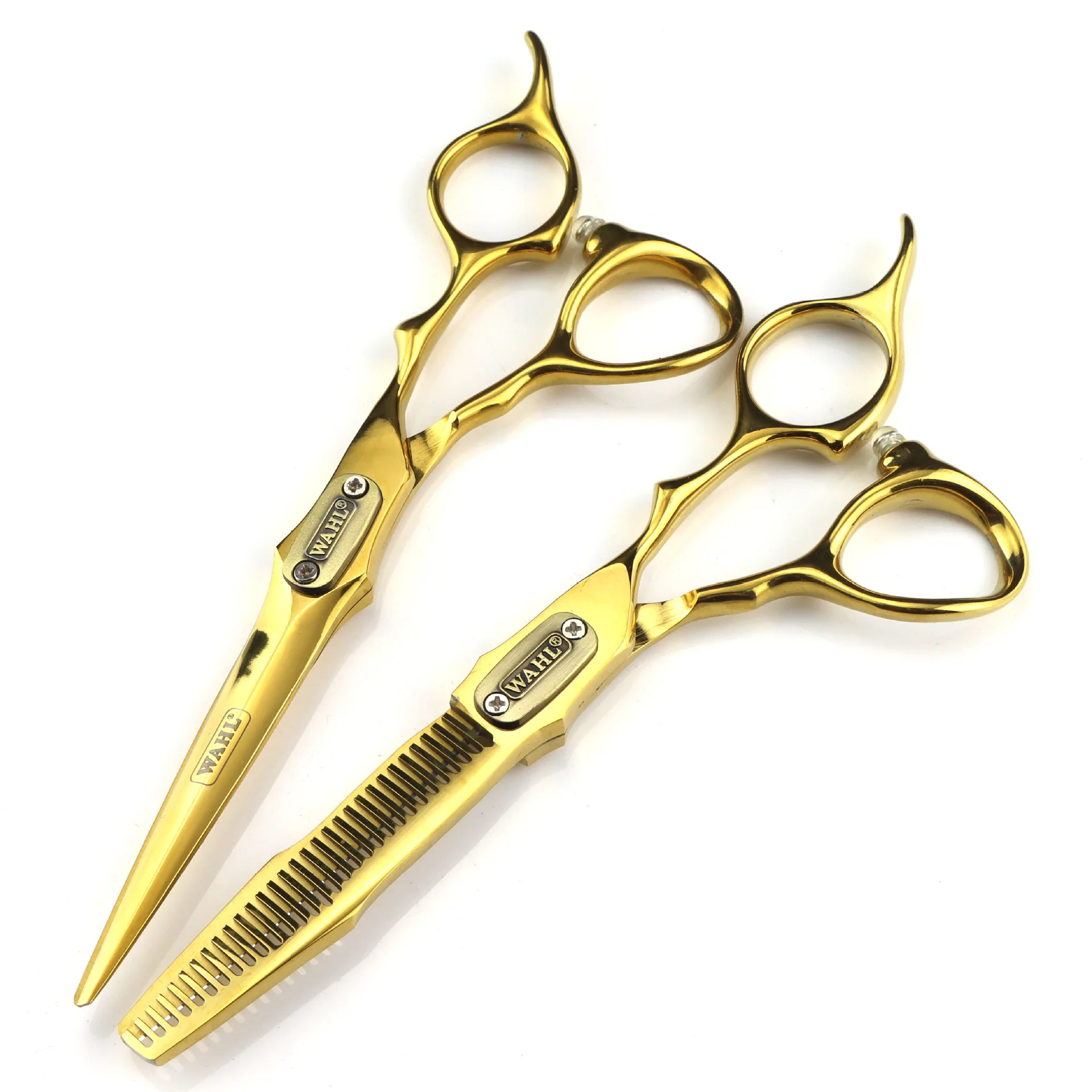 Japan 440c Steel 6 Inch Bull Head Hair Cutting Scissors Haircut Thinning Barber Cut Shears Hairdressing Scissors: Yellow