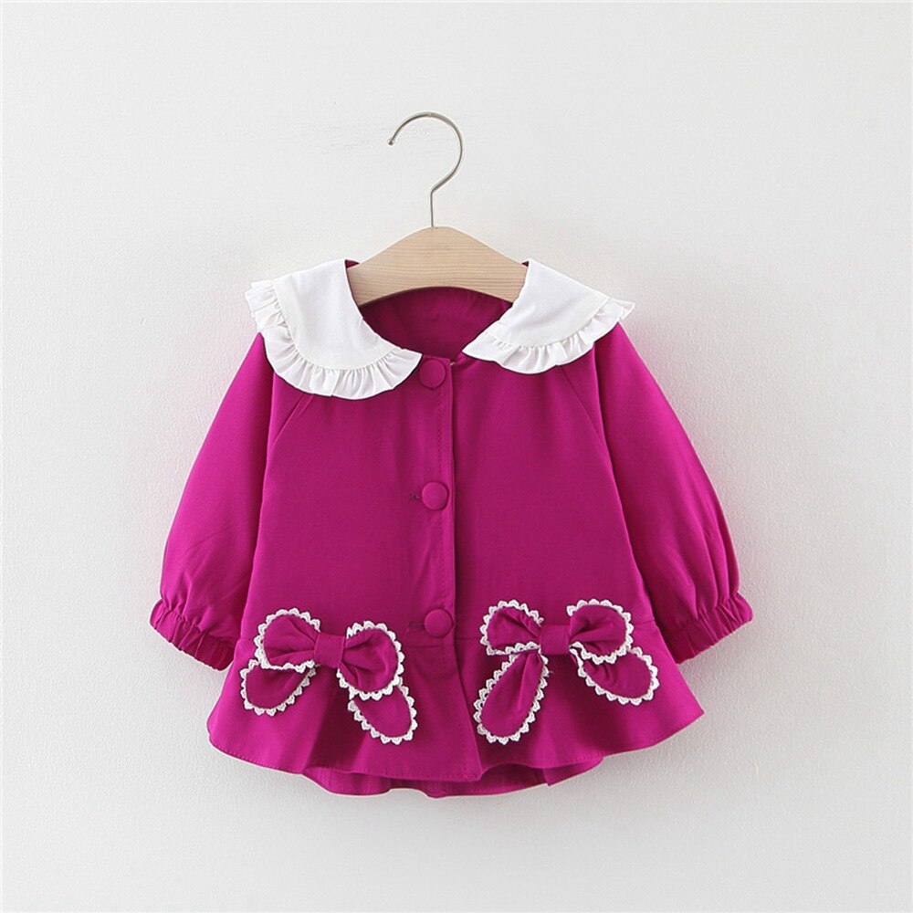 Ragazze di autunno Giubbotti cardigan Cappotto per 1-4 T bambini Ragazza Del bambino Neonati A Maniche Lunghe Orecchie di Coniglio Arco trincea e Impermeabili bambini Outwear S9326: 4T