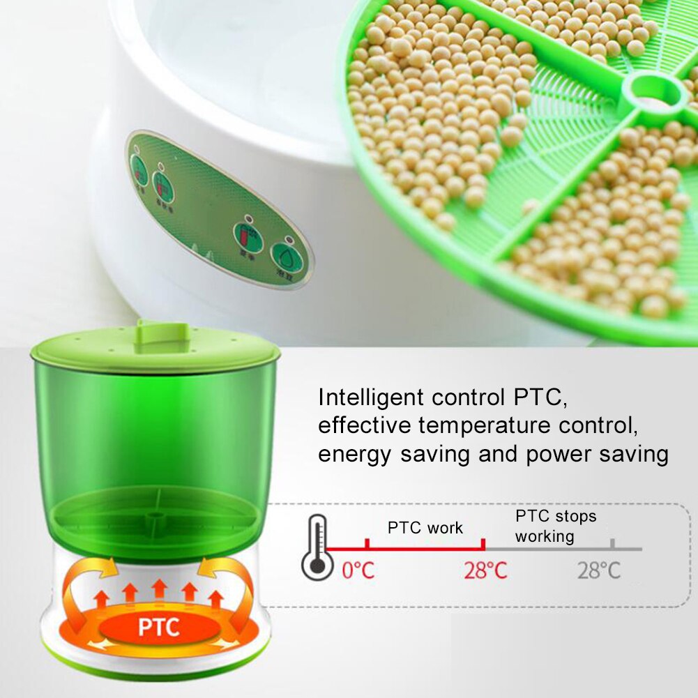 DIY Bean Sprout Maker Thermostat Green Vegetable Seedling Growth Bucket Automatic Bud Electric Sprouts Germinator Machine