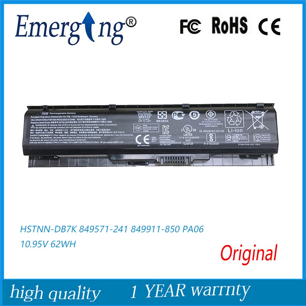 10.95V 62WH Original Laptop Battery PA06 For HP Omen 17-w000 17-w200 17-ab000 17t-ab200 HSTNN-DB7K 849571-241 849911-850