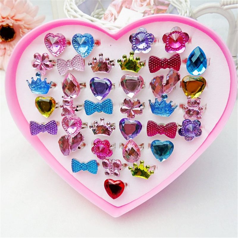 Children Crown Ring Kids Princess Alloy Little Girl Jewelry Prom Party Game Toy: 36 pcs