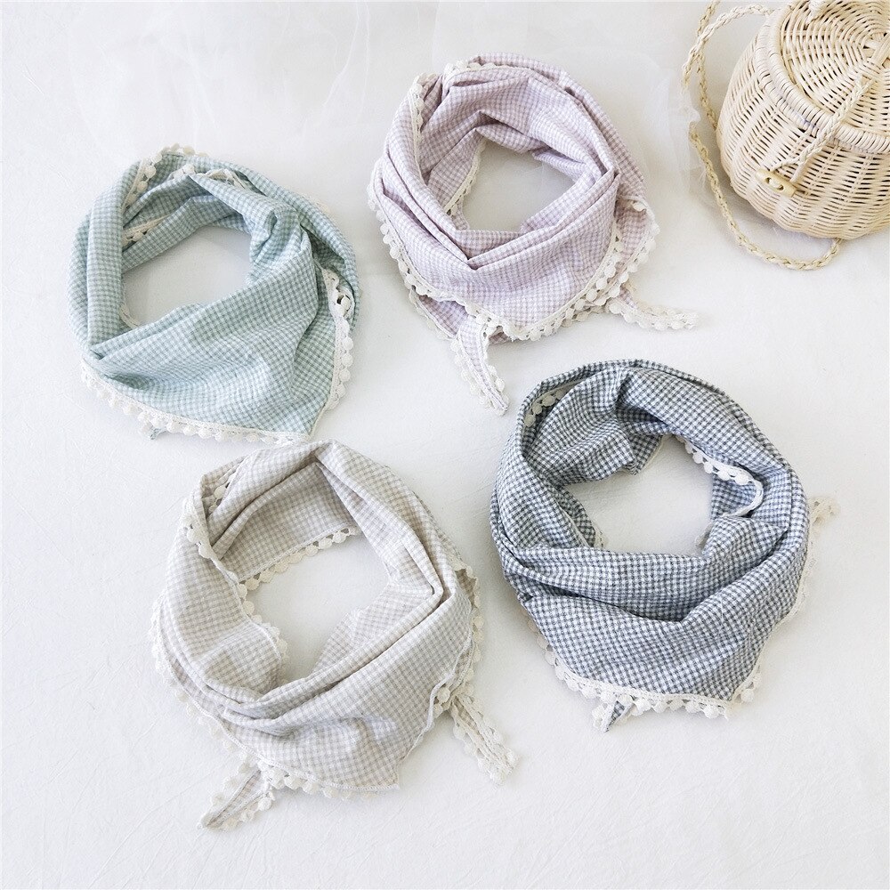 Kvinders plaid silkehår hoved tørklæde hovedbånd med blomsterblonde trekantede halstørklæder til kvinder bandana femme