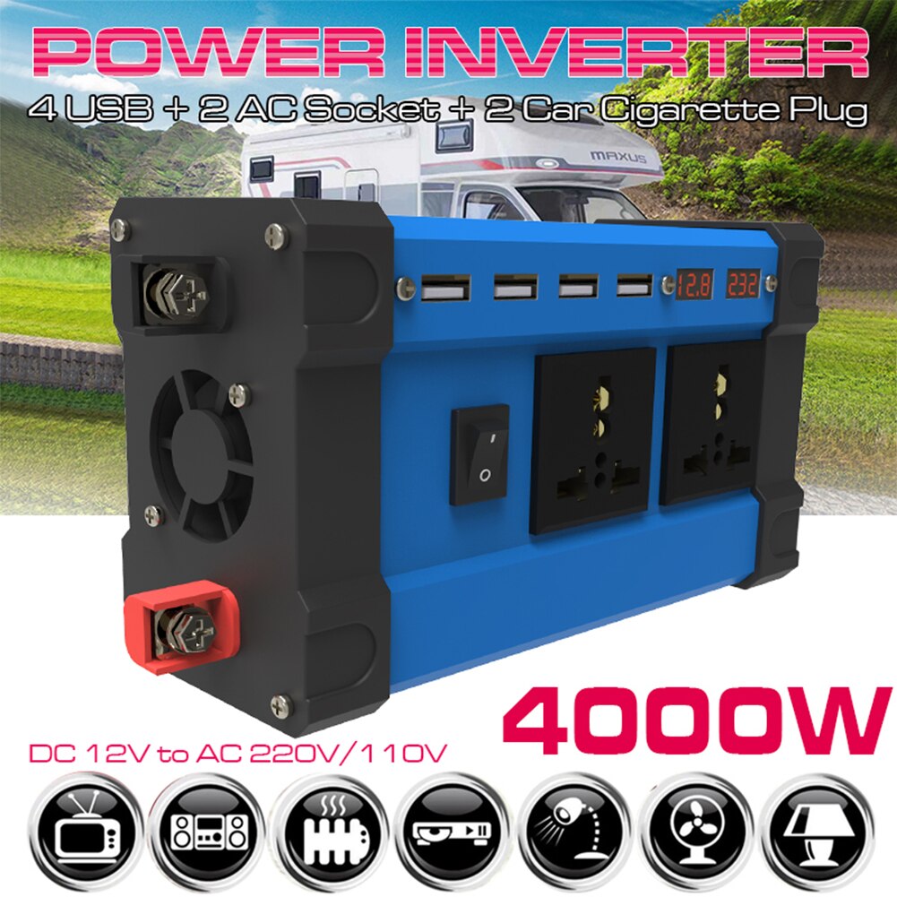 4000w bil power inverter 12v 220v 110v dc til ac sol inverter 12 v 220v sinusbølge konverter auto inverter