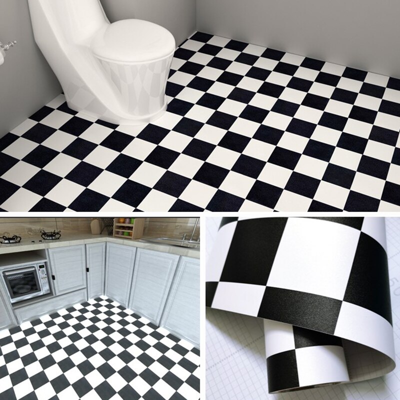 60*100cm Floor Stickers Self-adhesive Bathroom Floor Stickers Kitchen Waterproof Non-slip Thick Tile Stickers Decorative