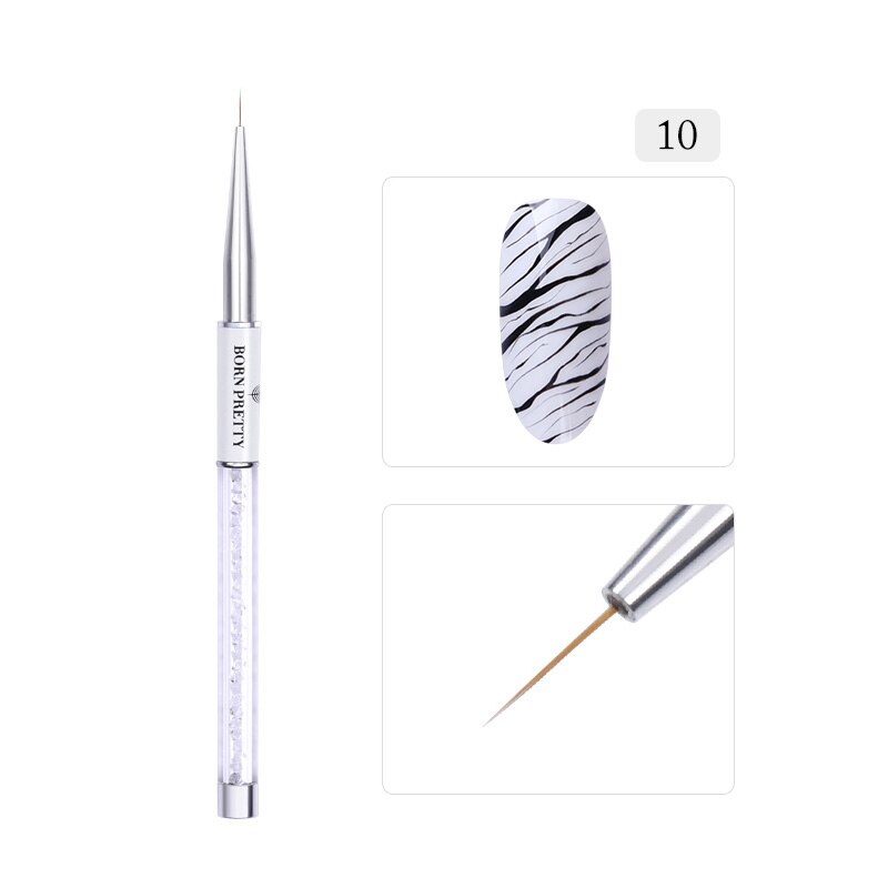 BORN PRETTY-brocha de pintura de uñas, delineador de Gel UV, pincel acrílico para uñas, bolígrafo dibujo artístico para mezcla de rayas: BP-10
