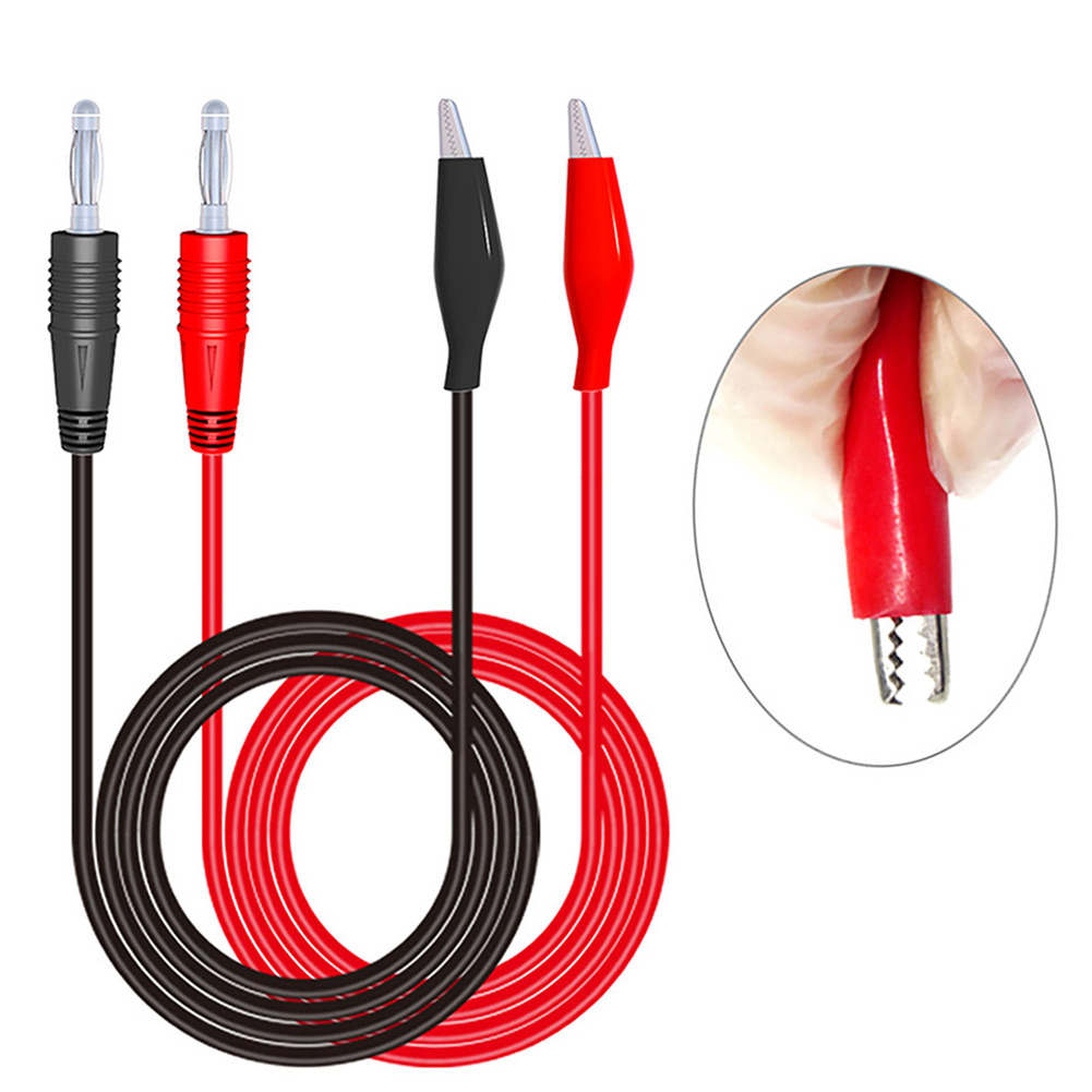 Multimeter Test Leads Cable Line Wire 4mm Banana Plug To Crocodile Clamp Soft Test Leads Double Stitch Alligator Test Leads Clip