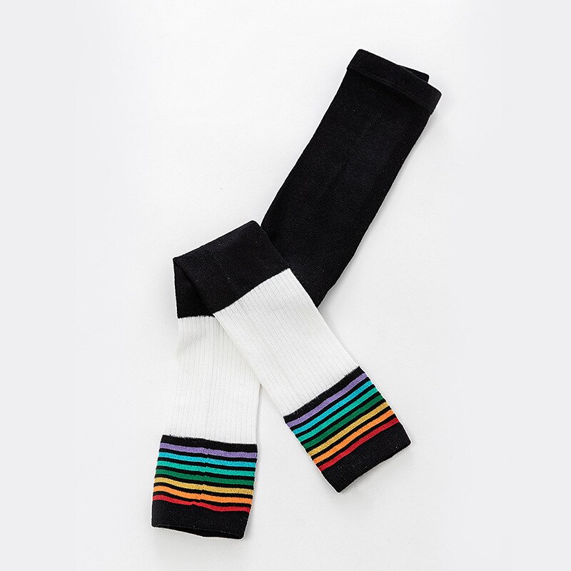 Leggings för tjejer vår höst barnkläder flickor byxor randiga stickade patchwork färgade barn flickbyxor: 4 / 1-3 år gammal